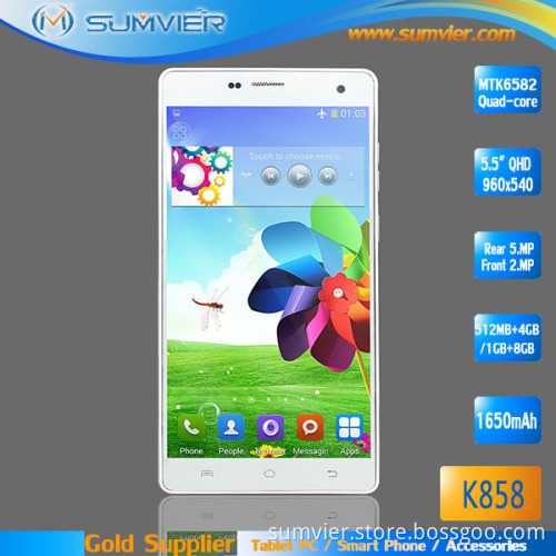5.5inch Qhd Screen 540X960 Mtk6582 Quad Core Smart Phone (K858)